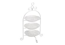 Picture of CAKE STAND 3 TIER, GLASS AND METAL. DIAMOND DESIGN,(W/H/D) 2
